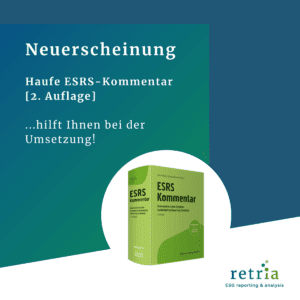 Cover des neuen ESRS Kommentars, herausgegeben von Dr. Jens Freiberg und Georg Lanfermann, für die ESRS-Umsetzung