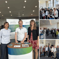 Collage von der RESTEC 2025 mit retria-Stand, ESG-Beratung im Fokus, Interaktionen mit Besuchern und Networking-Momenten.